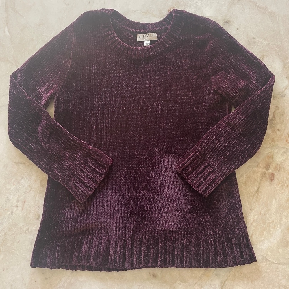 Purple velvet knit sweater